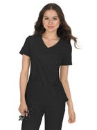 Women's Four-Pocket Mock-Wrap Neck Katie Top - 374 - Black