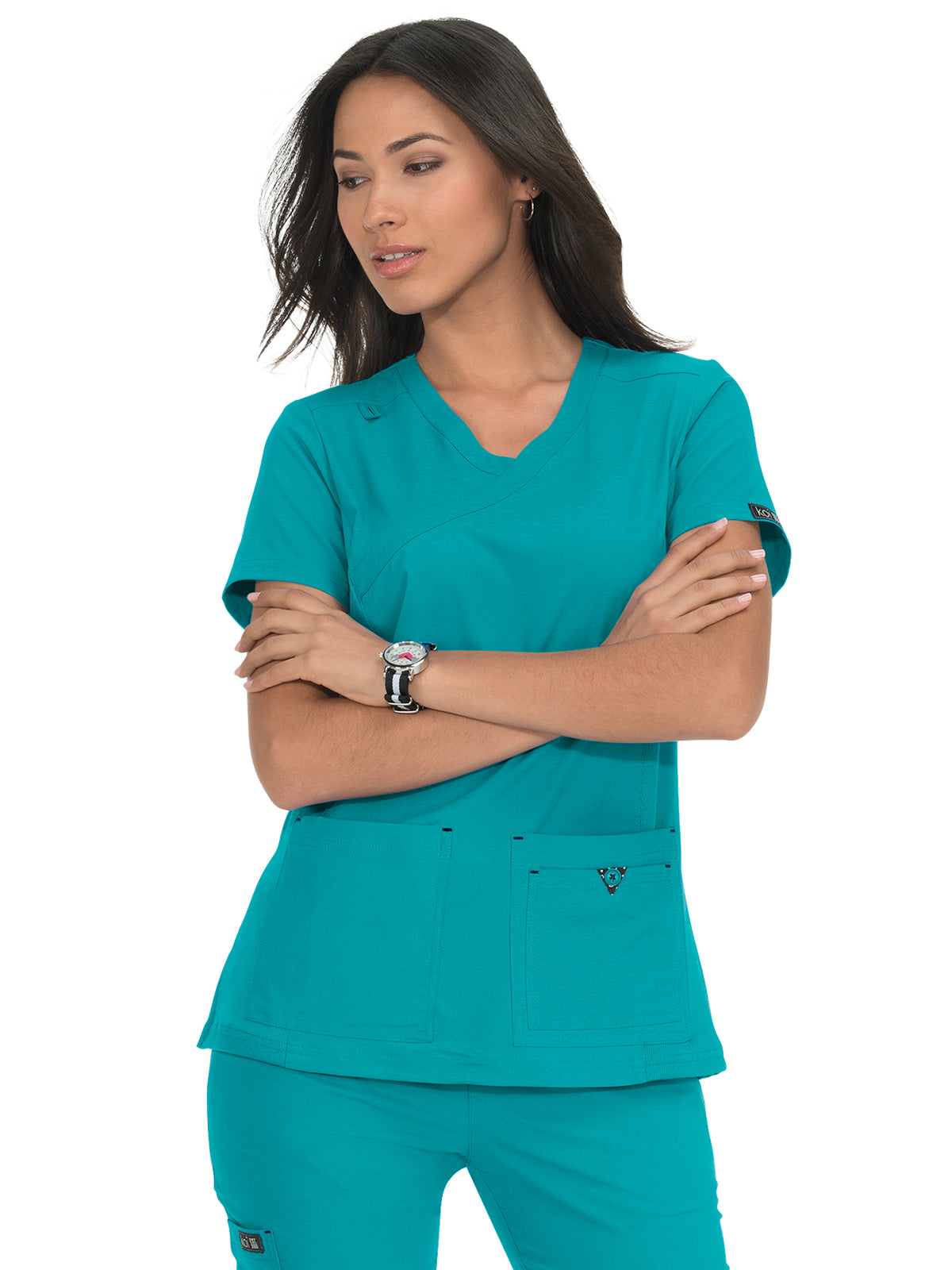 Women's Mock-Wrap Neck Katie Scrub Top