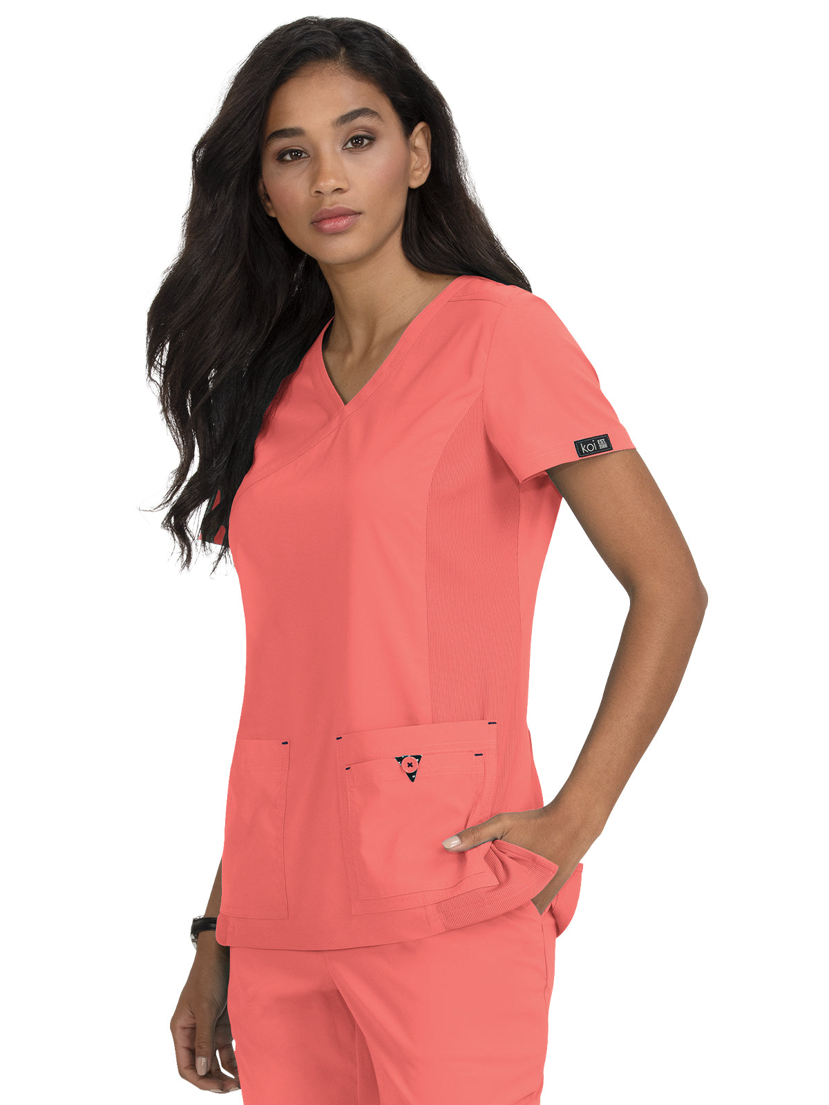 Women's Mock-Wrap Neck Katie Scrub Top