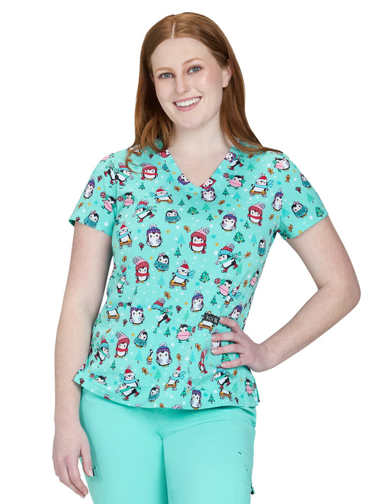 Women's Two-Pocket Athletic-Inspired, Breathable Mesh Leslie Top - 384PR - Penguins