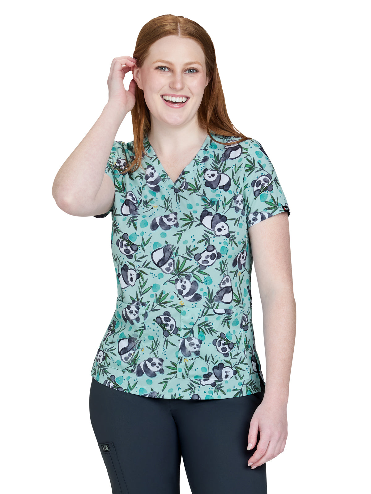 Women's Two-Pocket Print Top - 384PRA - Pandas