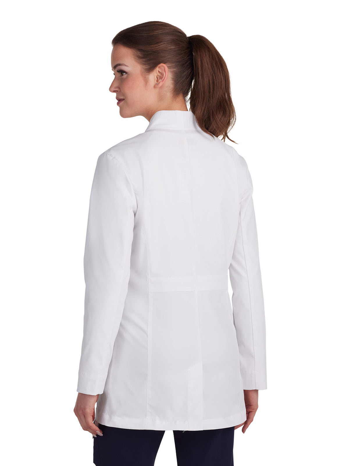 Women's Collarless Pearlized Button-Front Care Lab Coat