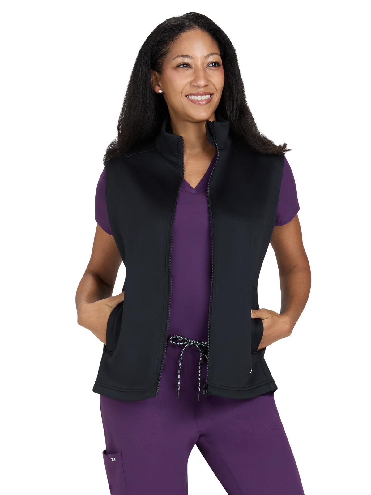 Women’s Three-Pocket Water Resistant Fleece Alia Vest - 468 - Black