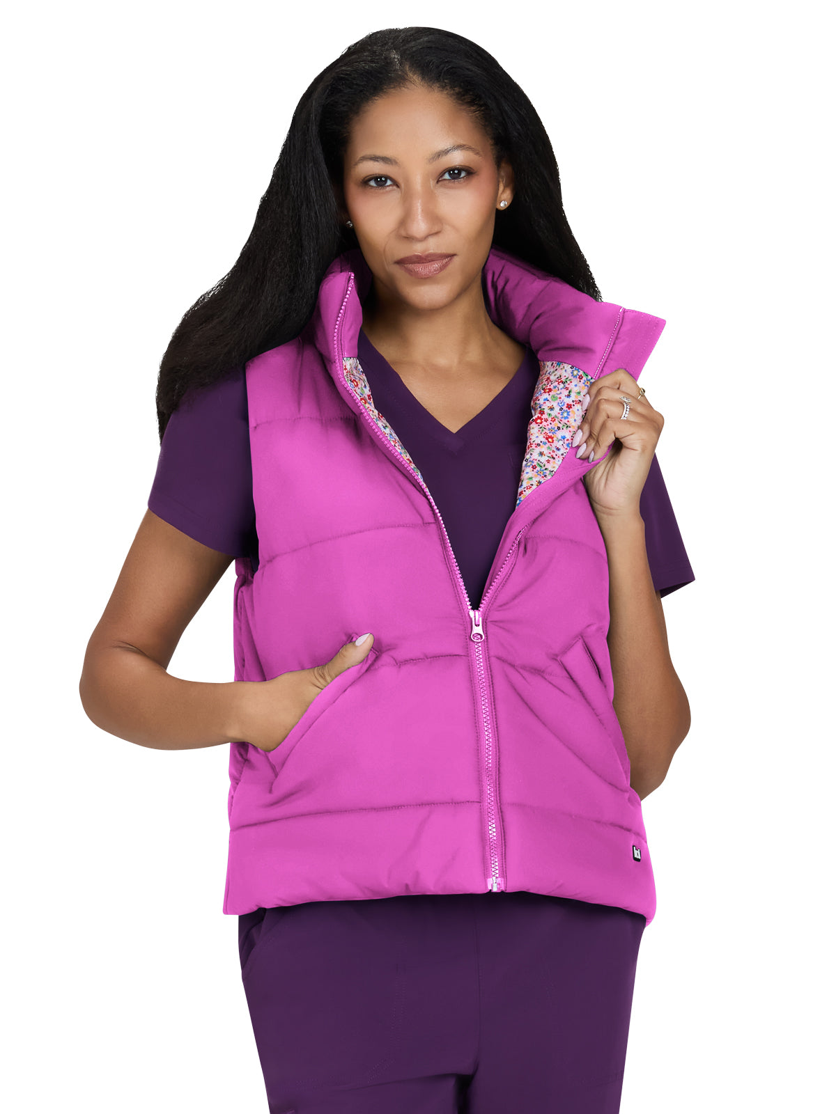 Women’s Two-Pocket Nula Puffer Vest - 475 - Hibiscus Pink
