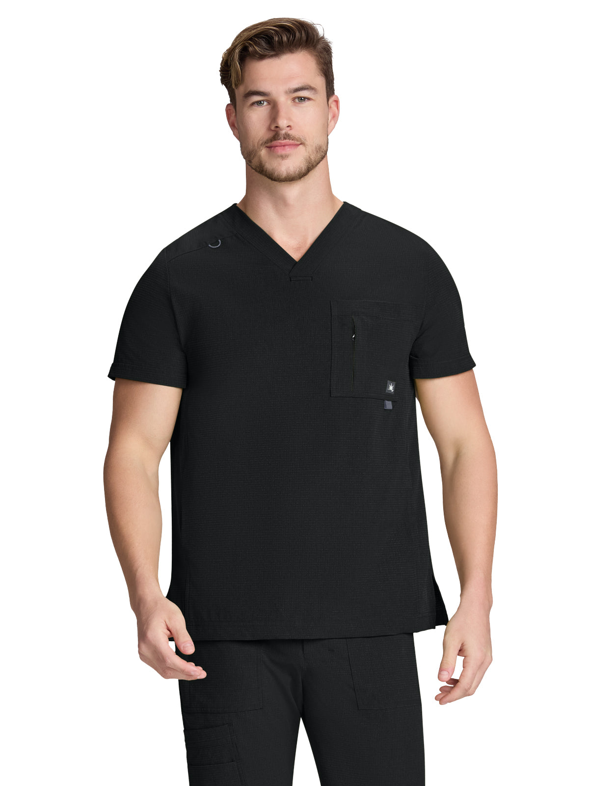 Men's Four-Pocket V-Neck Caldwell Scrub Top - 674 - Black