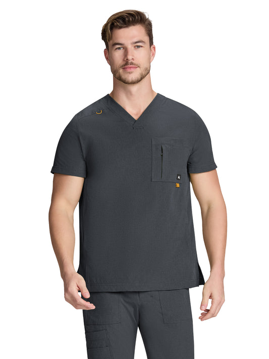 Men's Four-Pocket V-Neck Caldwell Scrub Top - 674 - Charcoal