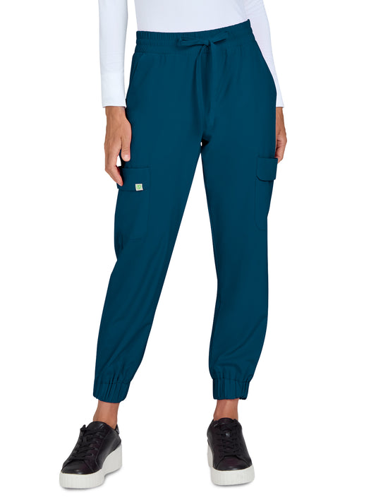 Women's Six-Pocket Jogger-Style Eco-Friendly Elastic Drawstring Terra Pant - 783 - Caribbean Blue