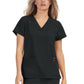 Women's Three-Pocket Snap-Button Placket V-Neck Freesia Top - B101 - Black