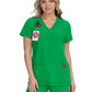 Women's 3-Pocket Snap-Button Placket V-Neck Freesia Scrub Top