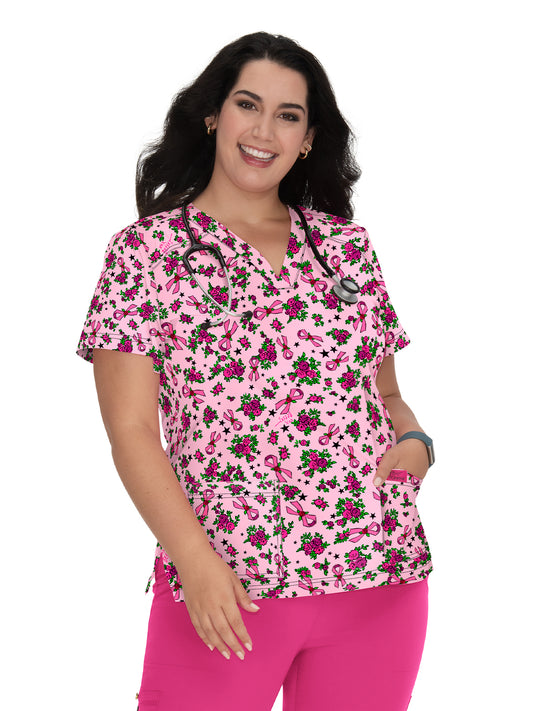 Women's BCRF-Benefitting V-Neck Bell Scrub Top