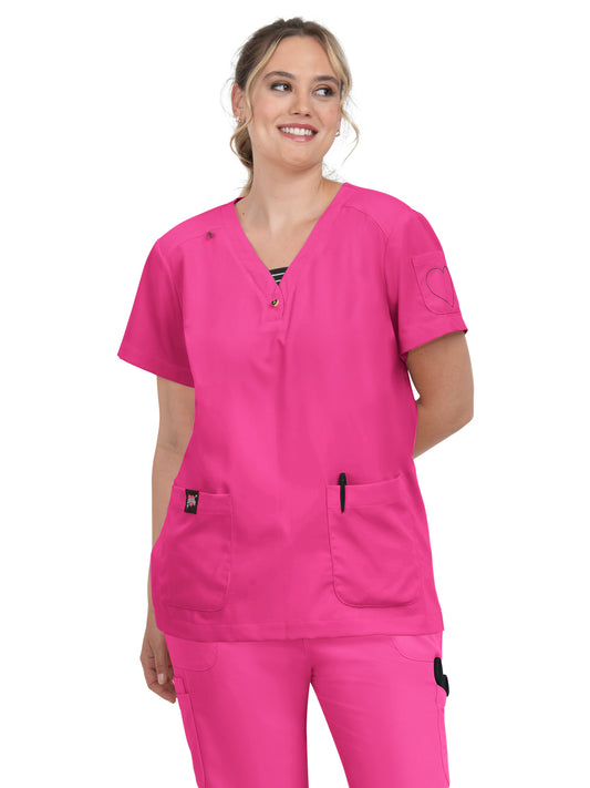 Women's 3-Pocket Striped Trim Kennedia Scrub Top