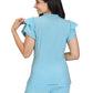 Women's 2-Pocket Ruffle Sleeve and Ruffle Collar Clary Scrub Top