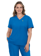 Women's Two-Pocket V-Neck Tuck-In Aura Top - C100 - Royal Blue
