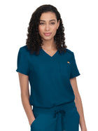 Women's Two-Pocket V-Neck Tuck-In Aura Top - C100 - Caribbean Blue