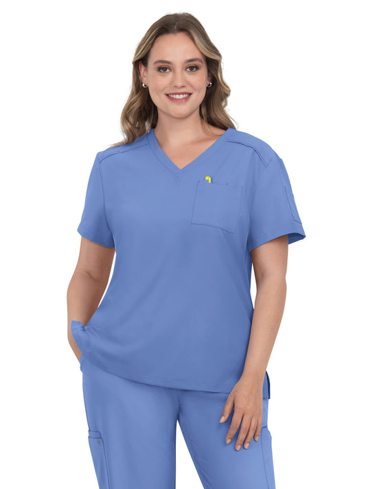 Women's 2-Pocket V-Neck Tuck-In Aura Scrub Top