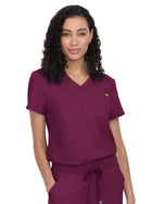 Women's Two-Pocket V-Neck Tuck-In Aura Top - C100 - Wine