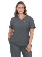 Women's Two-Pocket V-Neck Tuck-In Aura Top - C100 - Pewter