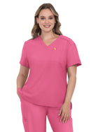 Women's Two-Pocket V-Neck Tuck-In Aura Top - C100 - Carnation