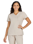Women's Two-Pocket V-Neck Tuck-In Aura Top - C100 - Khaki