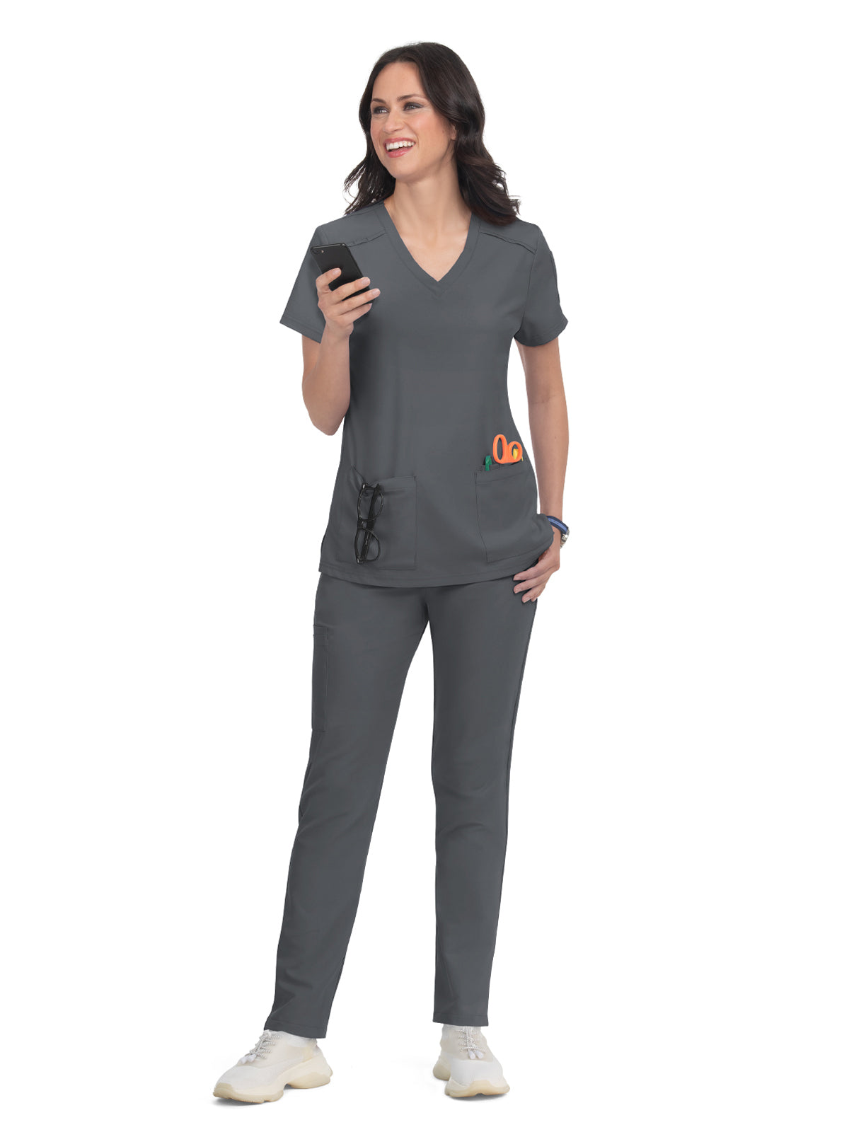 Women's 3-Pocket V-Neck Cardi Scrub Top