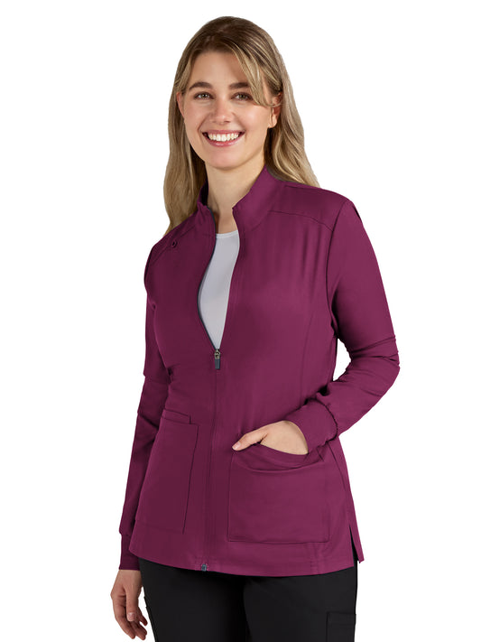 Women's Two-Pocket Zipper-Front Geneses Jacket - C400 - Wine