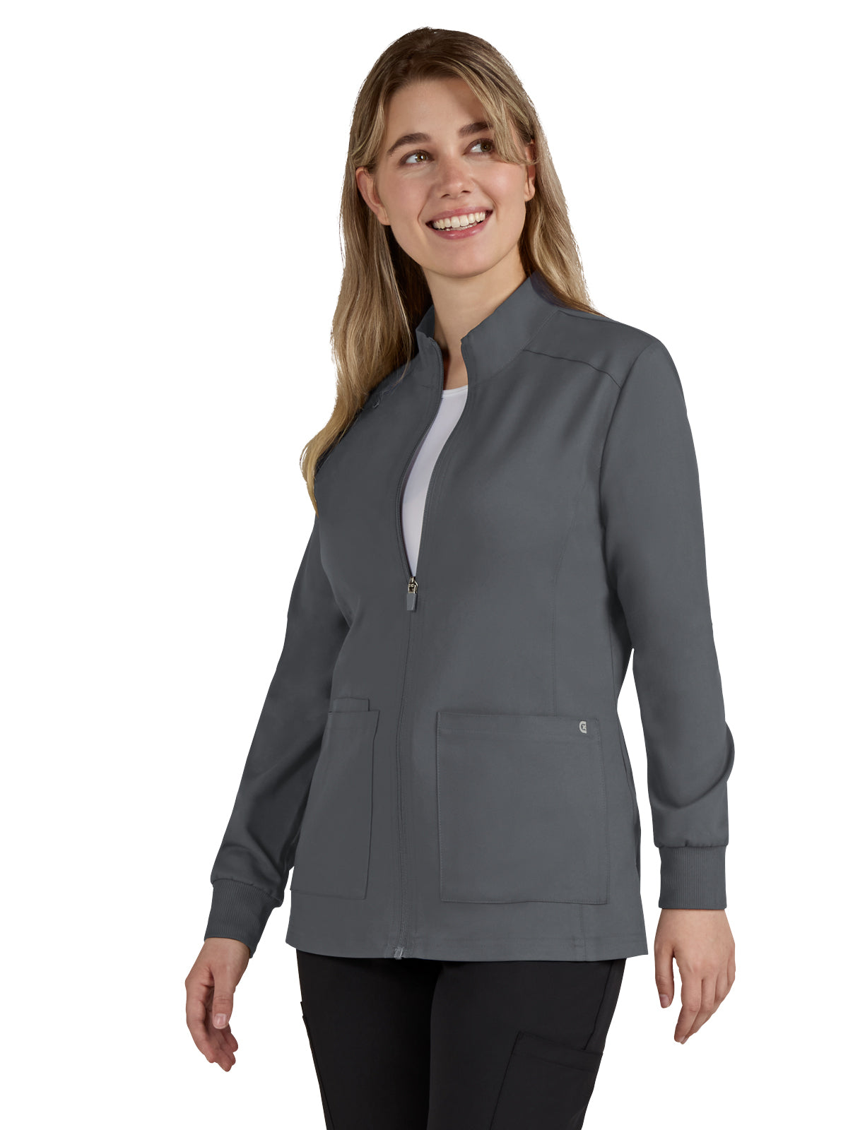 Women's Two-Pocket Zipper-Front Geneses Jacket - C400 - Pewter