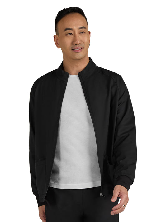 Men's Three-Pocket Zipper-Front Alpha Jacket - C401 - Black