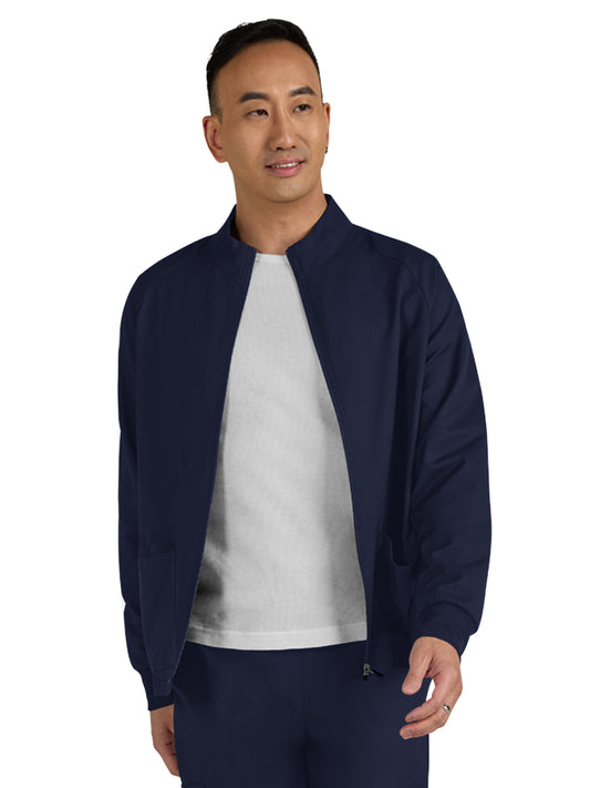 Men's Three-Pocket Zipper-Front Alpha Jacket - C401 - Navy