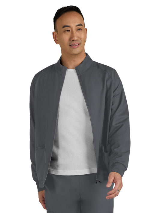 Men's Three-Pocket Zipper-Front Alpha Jacket - C401 - Pewter