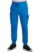 Men's Six-Pocket Drawstring Elastic Waist Connective Jogger Pant - C600 - Royal Blue