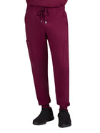 Men's Six-Pocket Drawstring Elastic Waist Connective Jogger Pant - C600 - Wine