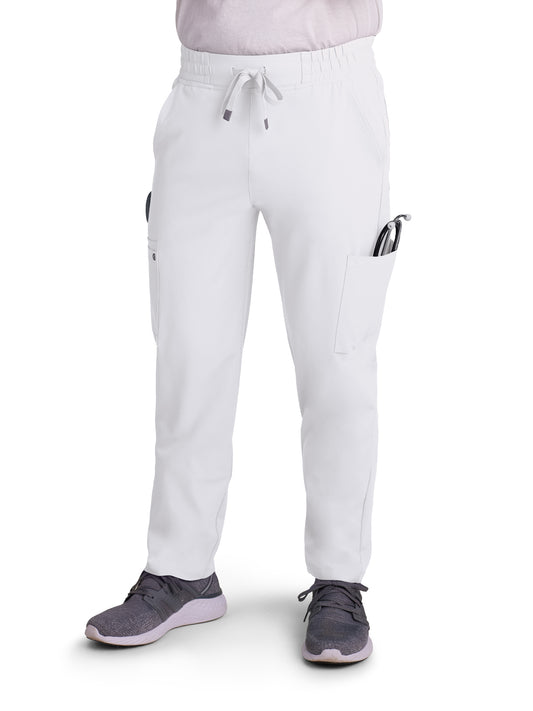 Men's Six-Pocket Drawstring Elastic Waist Neuro Pant - C601 - White