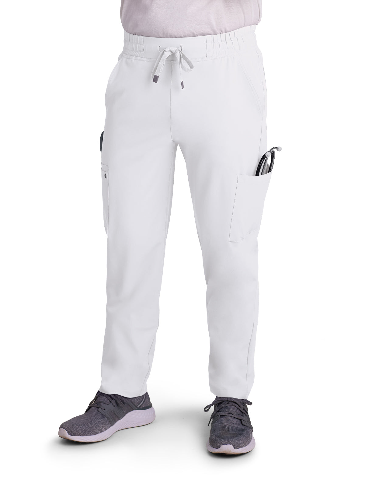 Men's Six-Pocket Drawstring Elastic Waist Neuro Pant - C601 - White