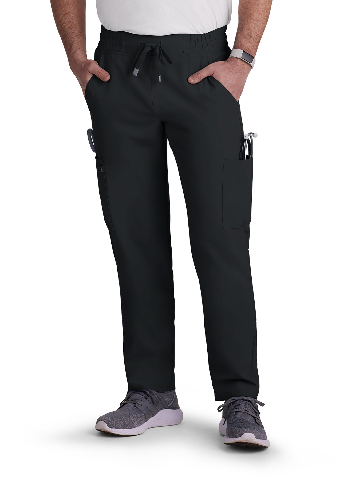 Men's Six-Pocket Drawstring Elastic Waist Neuro Pant - C601 - Black