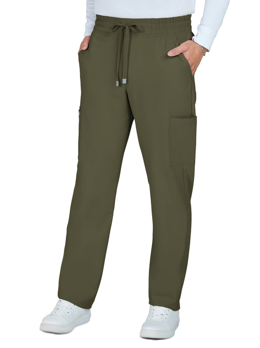 Men's Six-Pocket Drawstring Elastic Waist Neuro Pant - C601 - Olive Green