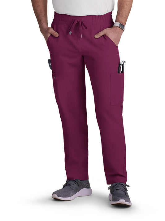 Men's Six-Pocket Drawstring Elastic Waist Neuro Pant - C601 - Wine