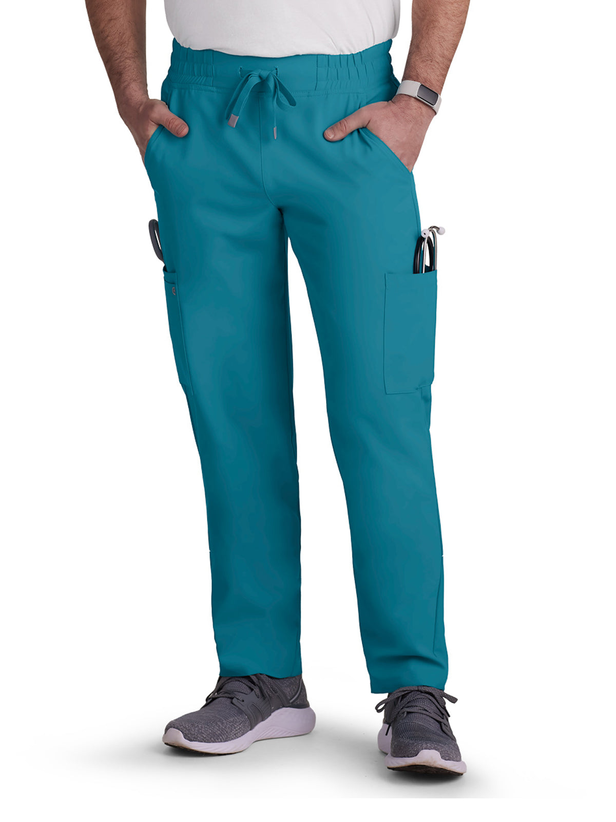 Men's Six-Pocket Drawstring Elastic Waist Neuro Pant - C601 - Teal