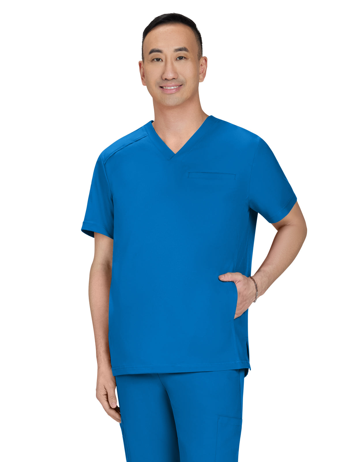 Men's Three-Pocket Stasis Scrub Top - C652 - Royal Blue