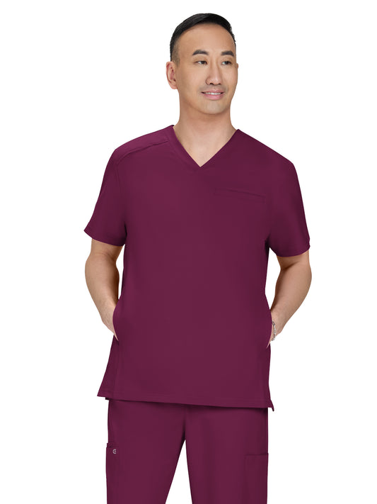 Men's Three-Pocket Stasis Scrub Top - C652 - Wine