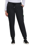 Women's Six-Pocket Ribbed Cuff Jogger Style Pulse Pant - C700 - Black