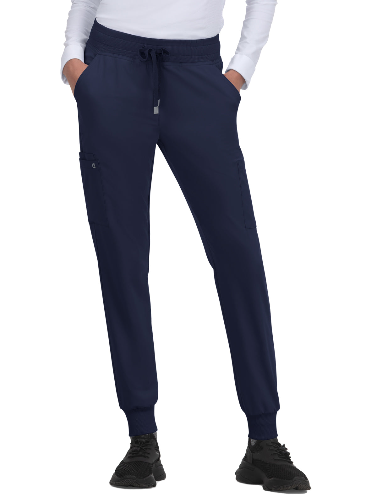 Women's Six-Pocket Ribbed Cuff Jogger Style Pulse Pant - C700 - Navy