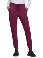 Women's Six-Pocket Ribbed Cuff Jogger Style Pulse Pant - C700 - Wine