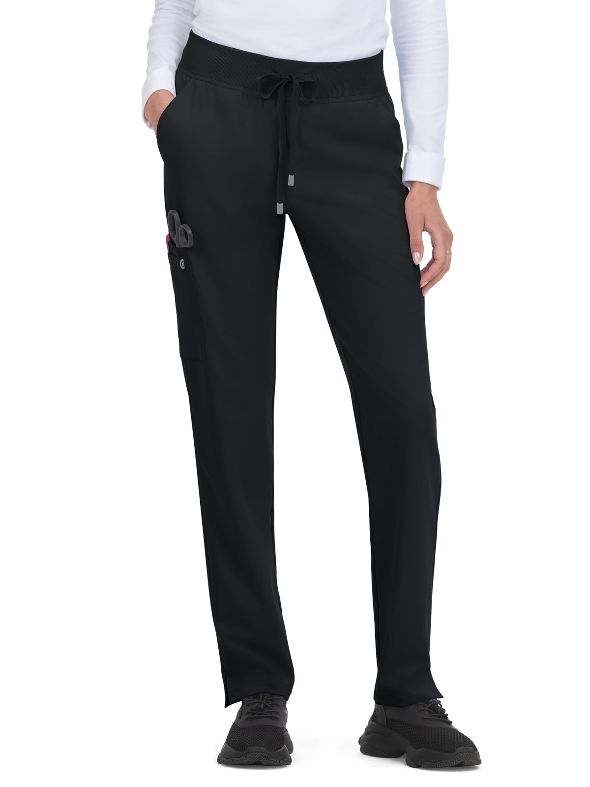 Women's Seven-Pocket Drawstring Elastic Waist Atria Pant - C701 - Black