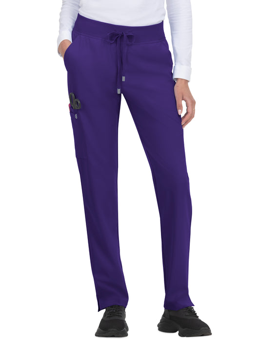 Women's Seven-Pocket Drawstring Elastic Waist Atria Pant - C701 - Grape