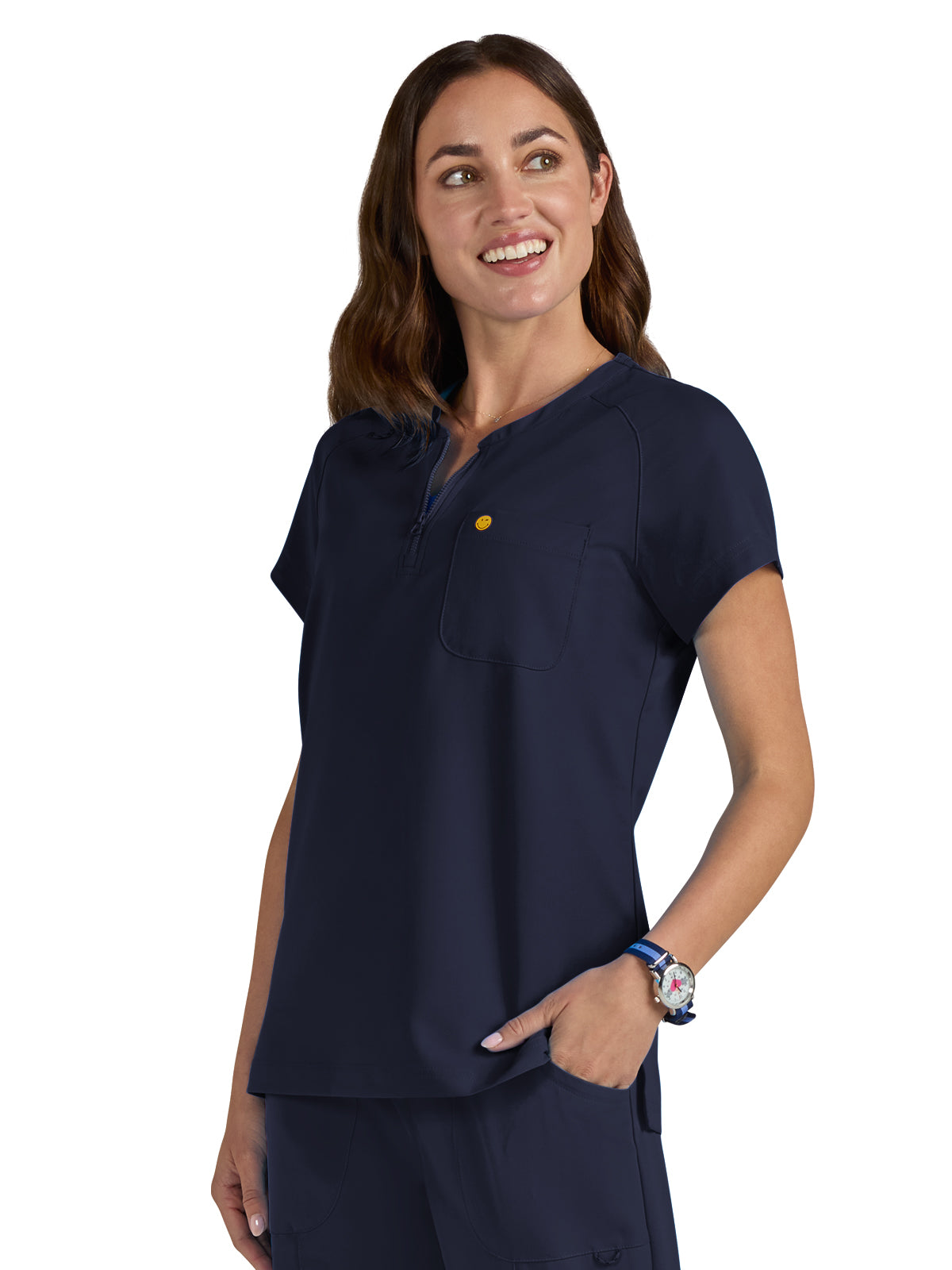 Women's Zipper Neck Ecstatic Scrub Top