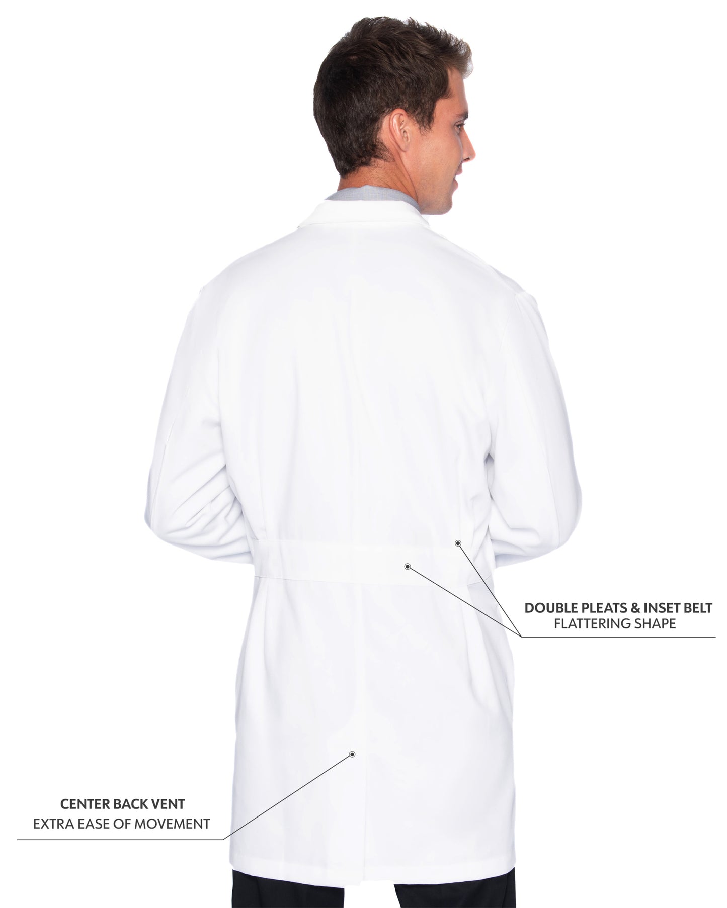 Men's Five-Pocket 100% Cotton 37" Full-Length Lab Coat