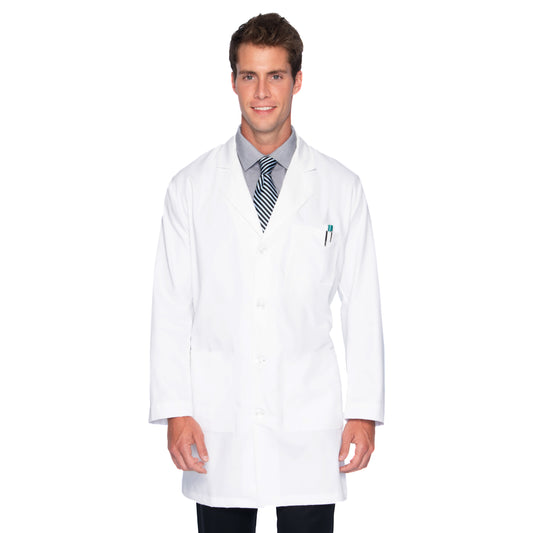 Men's Five-Pocket Poly/Cotton 37" Full-Length Lab Coat - 3124WWVC - White - WWVC