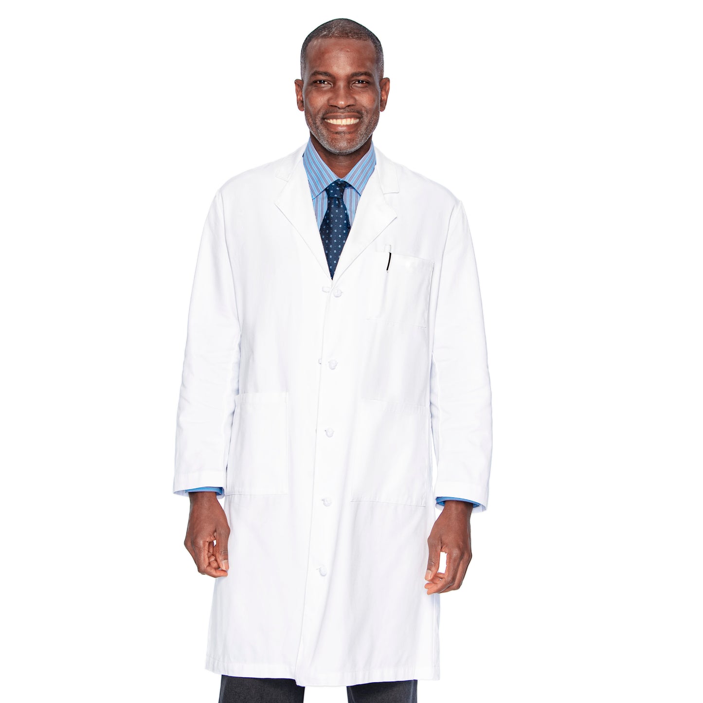 Men's Three-Pocket 100% Cotton 43.5" Full-Length Lab Coat