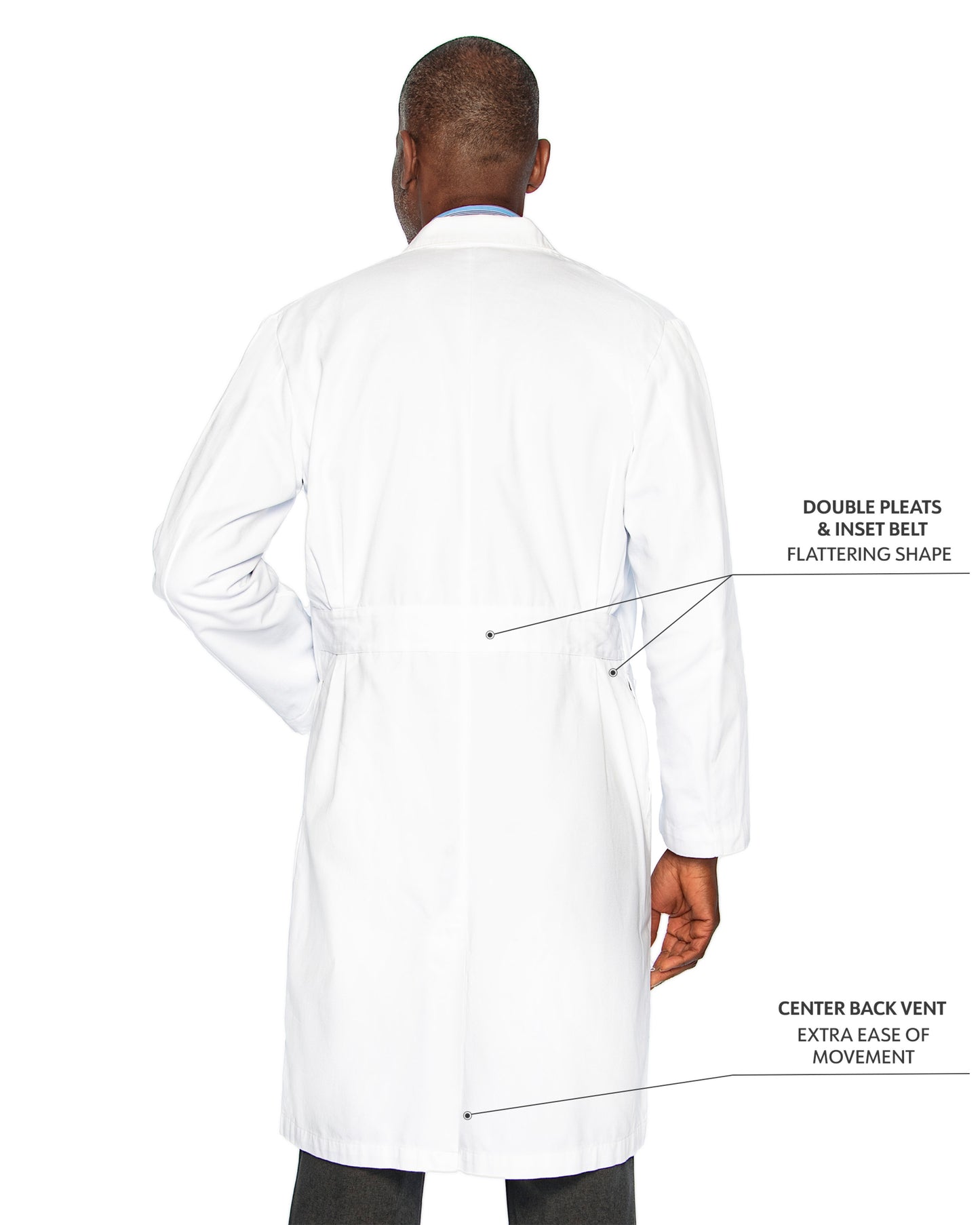 Men's Three-Pocket 100% Cotton 43.5" Full-Length Lab Coat