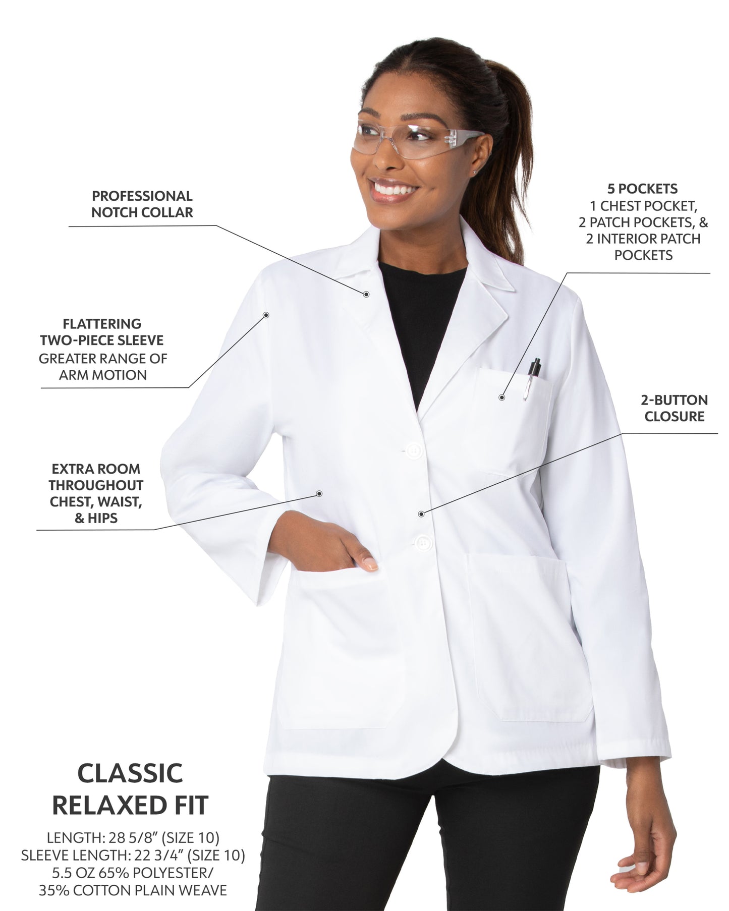 Women's Five-Pocket 28.5" Consultation Lab Coat